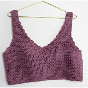 Handmade Purple Crochet Crop Top - 2XL
